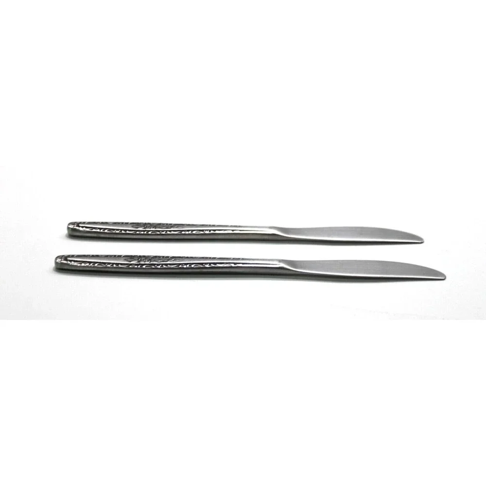 Interpur INR3 Single Rose Vine Pattern Dinner Knives Stainless Steel Korea Lot 2